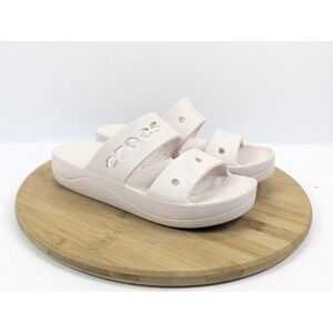 Crocs Baya Platform Sandals Womens 6 Pink Comfort Double Strap Slide Pool Beach